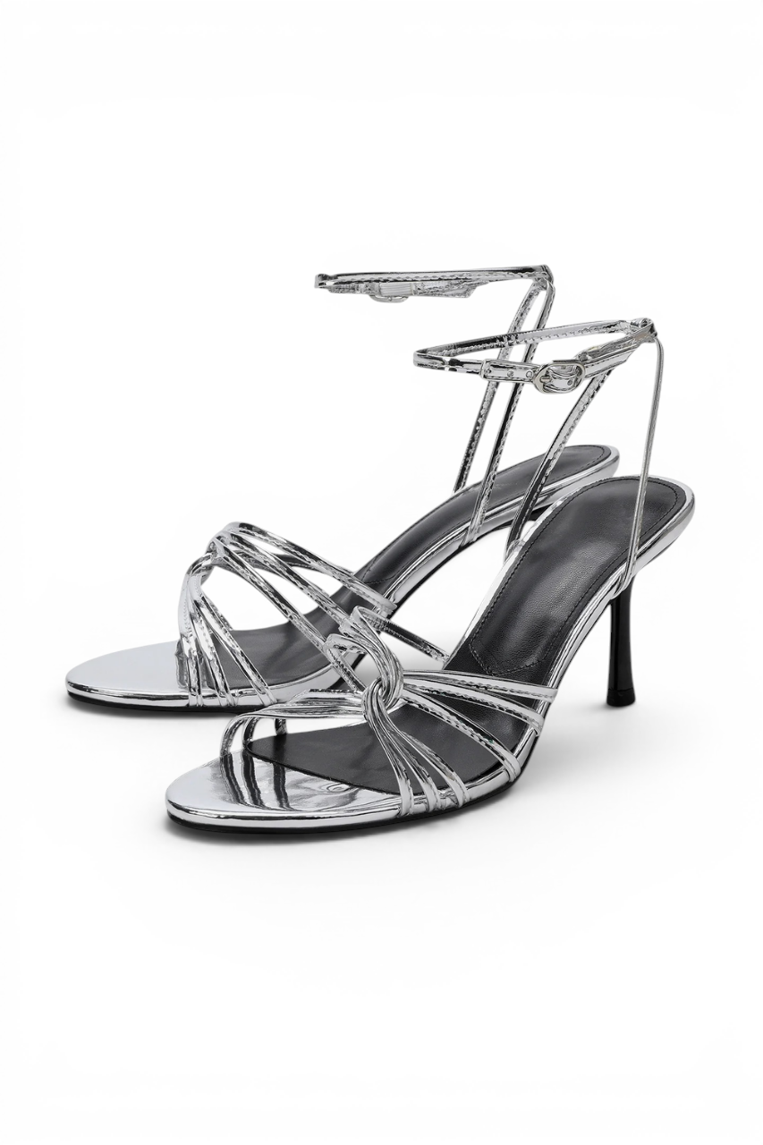 Cassie Silver Ankle Strap Heels