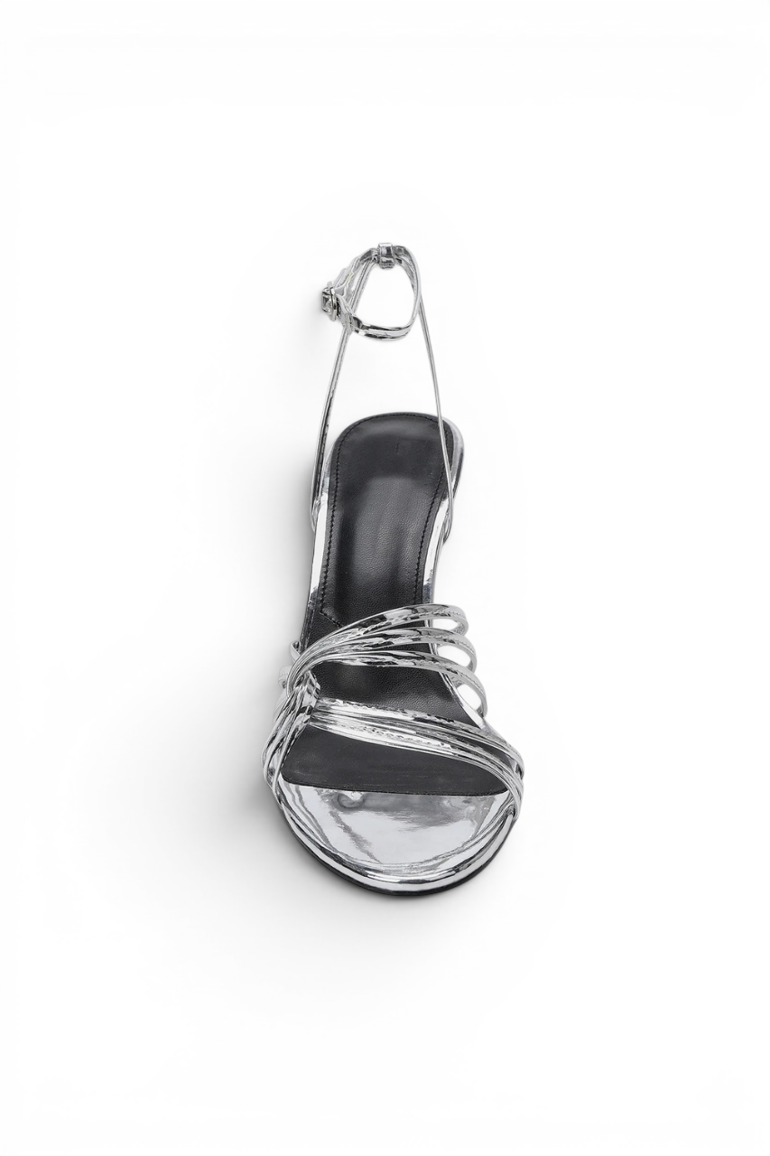 Cassie Silver Ankle Strap Heels