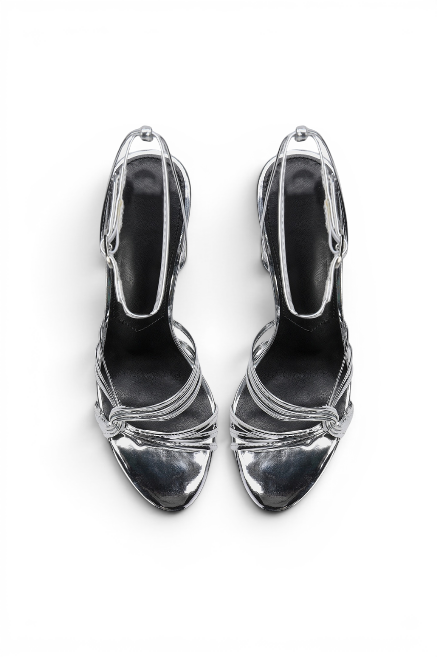 Cassie Silver Ankle Strap Heels