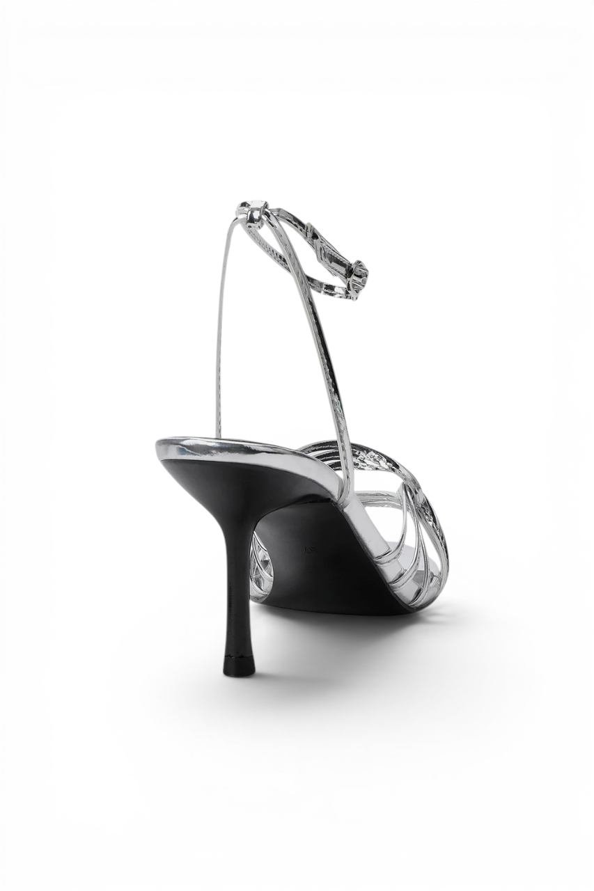 Cassie Silver Ankle Strap Heels